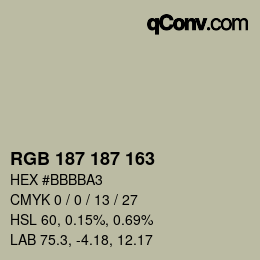 Color code: RGB 187 187 163 | qconv.com