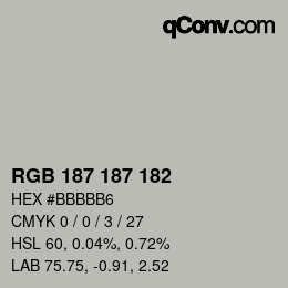 Color code: RGB 187 187 182 | qconv.com