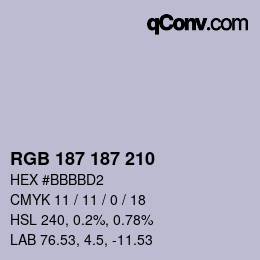 Color code: RGB 187 187 210 | qconv.com