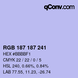 Color code: RGB 187 187 241 | qconv.com