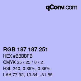 Color code: RGB 187 187 251 | qconv.com