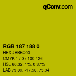 Color code: RGB 187 188 0 | qconv.com