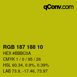 Color code: RGB 187 188 10 | qconv.com