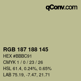 Color code: RGB 187 188 145 | qconv.com