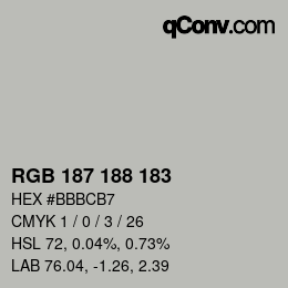 Color code: RGB 187 188 183 | qconv.com