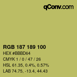 Color code: RGB 187 189 100 | qconv.com