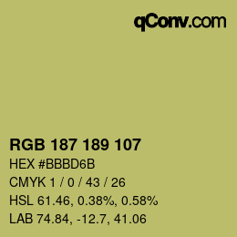 Color code: RGB 187 189 107 | qconv.com
