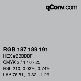 カラーコード: RGB 187 189 191 | qconv.com
