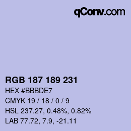 Color code: RGB 187 189 231 | qconv.com