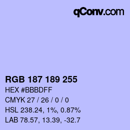 Color code: RGB 187 189 255 | qconv.com