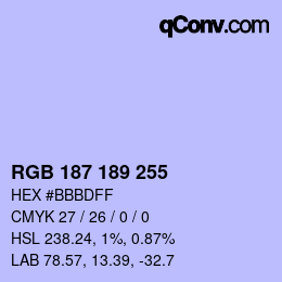 Color code: RGB 187 189 255 | qconv.com