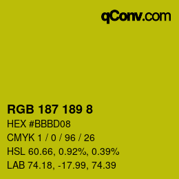 カラーコード: RGB 187 189 8 | qconv.com