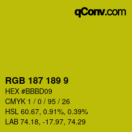 カラーコード: RGB 187 189 9 | qconv.com
