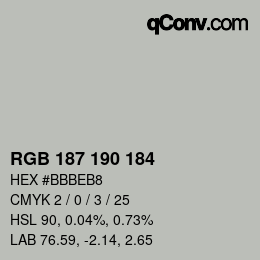 Farbcode: RGB 187 190 184 | qconv.com