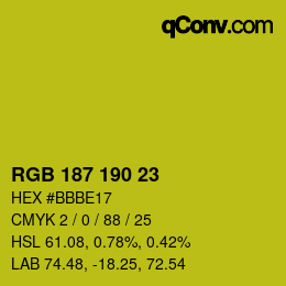 Color code: RGB 187 190 23 | qconv.com