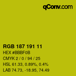 Color code: RGB 187 191 11 | qconv.com