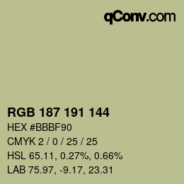 カラーコード: RGB 187 191 144 | qconv.com