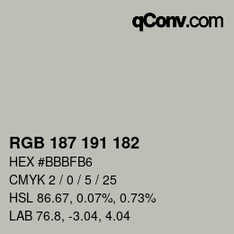 颜色代码: RGB 187 191 182 | qconv.com