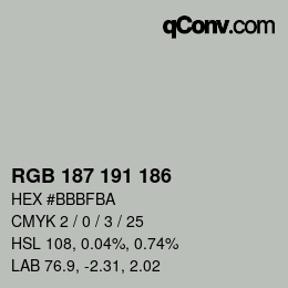 Color code: RGB 187 191 186 | qconv.com