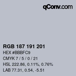 颜色代码: RGB 187 191 201 | qconv.com