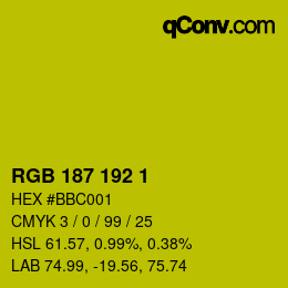 Color code: RGB 187 192 1 | qconv.com