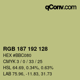 Color code: RGB 187 192 128 | qconv.com