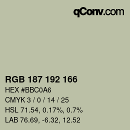 Color code: RGB 187 192 166 | qconv.com