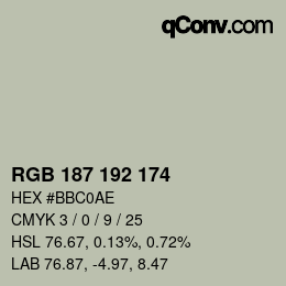 カラーコード: RGB 187 192 174 | qconv.com