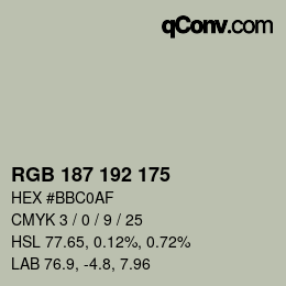 颜色代码: RGB 187 192 175 | qconv.com