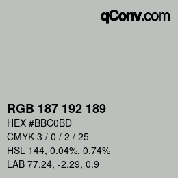 カラーコード: RGB 187 192 189 | qconv.com