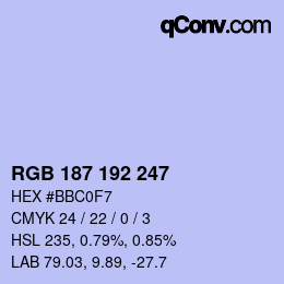 カラーコード: RGB 187 192 247 | qconv.com