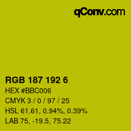 Color code: RGB 187 192 6 | qconv.com