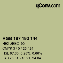 颜色代码: RGB 187 193 144 | qconv.com