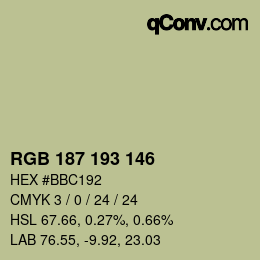 Color code: RGB 187 193 146 | qconv.com