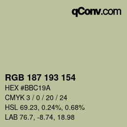 颜色代码: RGB 187 193 154 | qconv.com