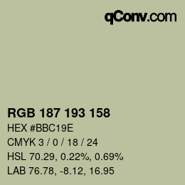 カラーコード: RGB 187 193 158 | qconv.com