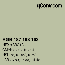 カラーコード: RGB 187 193 163 | qconv.com