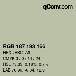 Color code: RGB 187 193 166 | qconv.com