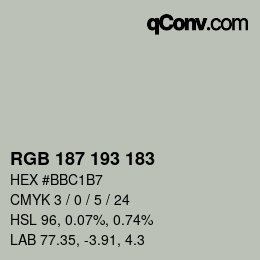 カラーコード: RGB 187 193 183 | qconv.com