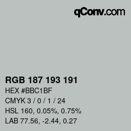 カラーコード: RGB 187 193 191 | qconv.com