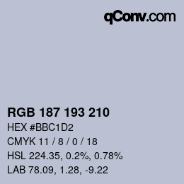 Color code: RGB 187 193 210 | qconv.com