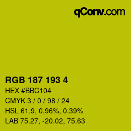 Color code: RGB 187 193 4 | qconv.com