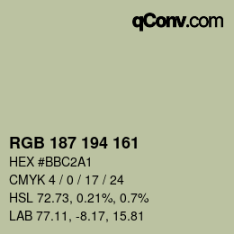 Color code: RGB 187 194 161 | qconv.com