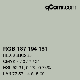 Color code: RGB 187 194 181 | qconv.com