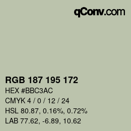颜色代码: RGB 187 195 172 | qconv.com