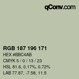 Código de color: RGB 187 196 171 | qconv.com