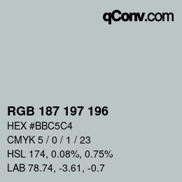 Farbcode: RGB 187 197 196 | qconv.com