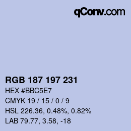 カラーコード: RGB 187 197 231 | qconv.com