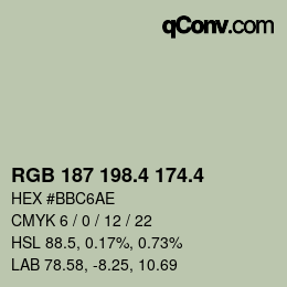 カラーコード: RGB 187 198.4 174.4 | qconv.com