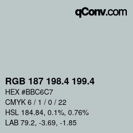 カラーコード: RGB 187 198.4 199.4 | qconv.com
